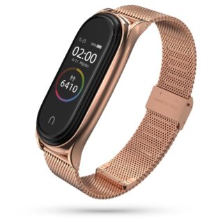 iKi Milanese Xiaomi Mi Smart Band 5 fém szíj - rózsaszín