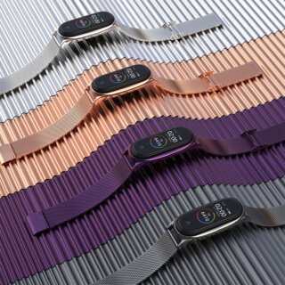 iKi Milaneseband Xiaomi Mi Smart Band 7 fém szíj - rózsaszín